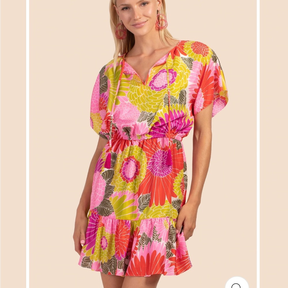 Trina Turk Pink and Yellow V-Neck Dress Resort Wear